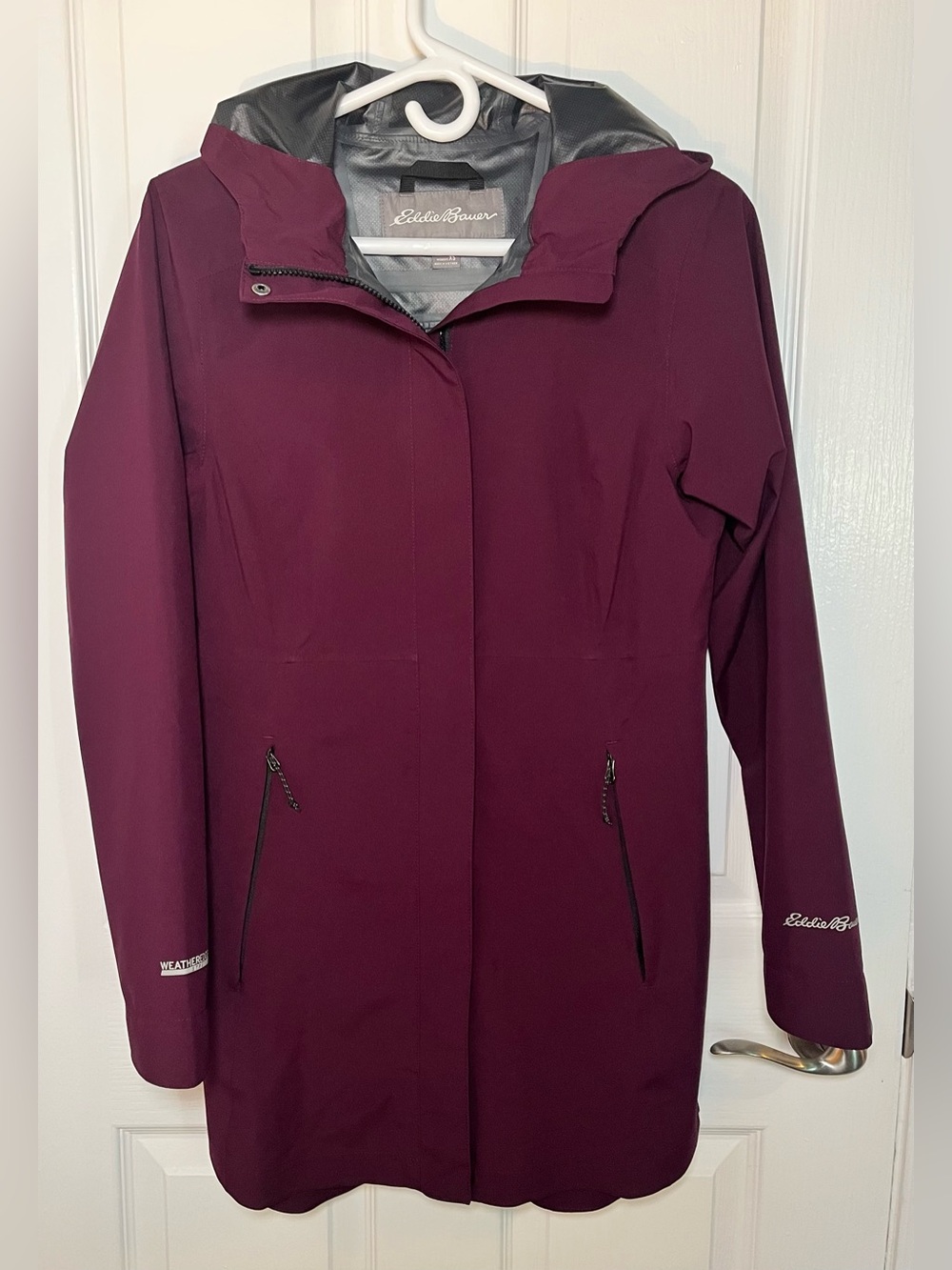 Eddie Bauer Women's Cloud Cap Waterproof Stretch Rain Parka in dark plum